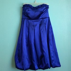 Strapless Blue Satin Dress
